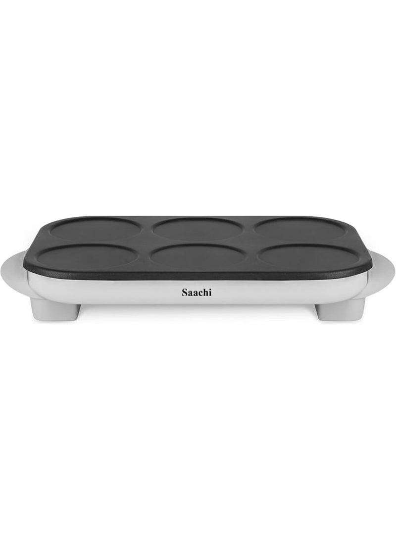 Sachi 2-in-1 Pancake & Mini Crepe Maker, 1000W, 6 Non-Stick Cooking Plates (12cm Each), Automatic Temperature Control, Cool-Touch Handles, Includes Ladle & Spatula - Image 1