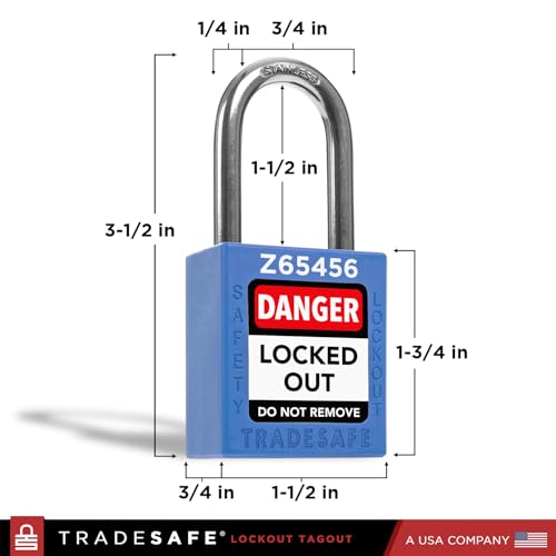 TRADESAFE Lockout Tagout Locks Set - 10 Blue Keyed Alike Padlocks, 2 Keys Per Lock, OSHA Compliant Loto Locks - Image 2