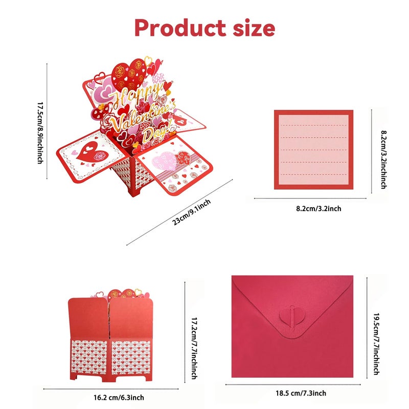 SOLIFEGOBLE Valentine's Day Pop Up Box Card - 3D Heart & Rose Design, Happy Valentine's Day Greeting Card for Romantic Gift, Anniversary, Sweet Surprise for Him/Her - Image 5