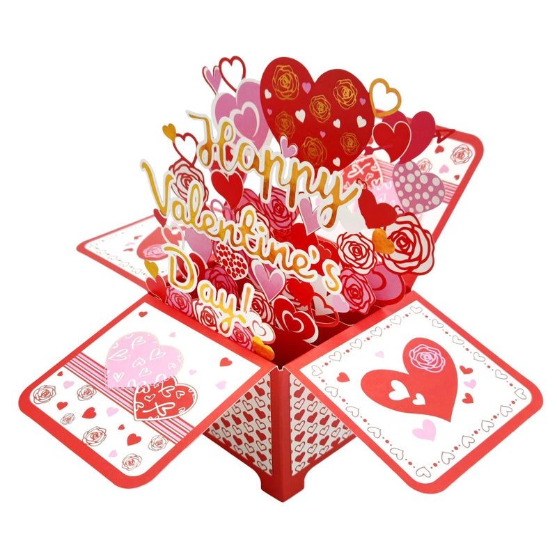 SOLIFEGOBLE Valentine's Day Pop Up Box Card - 3D Heart & Rose Design, Happy Valentine's Day Greeting Card for Romantic Gift, Anniversary, Sweet Surprise for Him/Her - Image 3