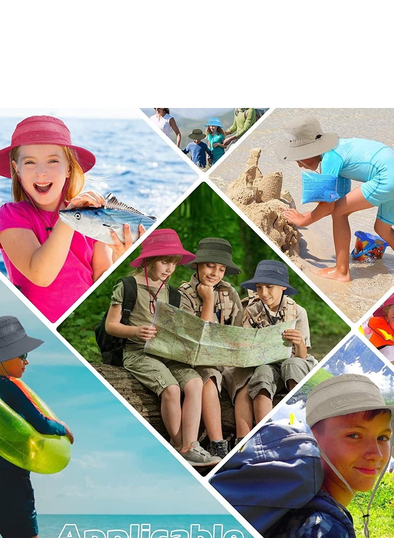Kids Sun Hat, Boys Sun Hat Girls Beach Hat UPF 50+ Outdoor Kids Bucket Hat Wide Brim Kids Fishing Safari Hat Wide Brim Beach Hats Sun Hat - Image 2
