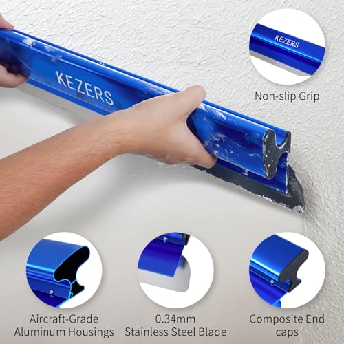 KEZERS 22" /55 cm Skimming Blade, 0.3mm Stainless Steel Blade, Smoothing & Knockdown Drywall Knife, Extruded Aluminum, Durable Wall-Board, High-Impact End Caps - Image 5