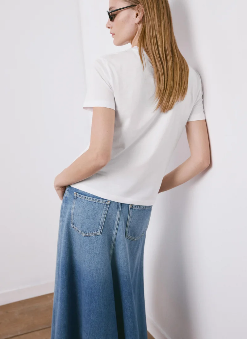 مانجو Rounded Neck Cotton T-Shirt