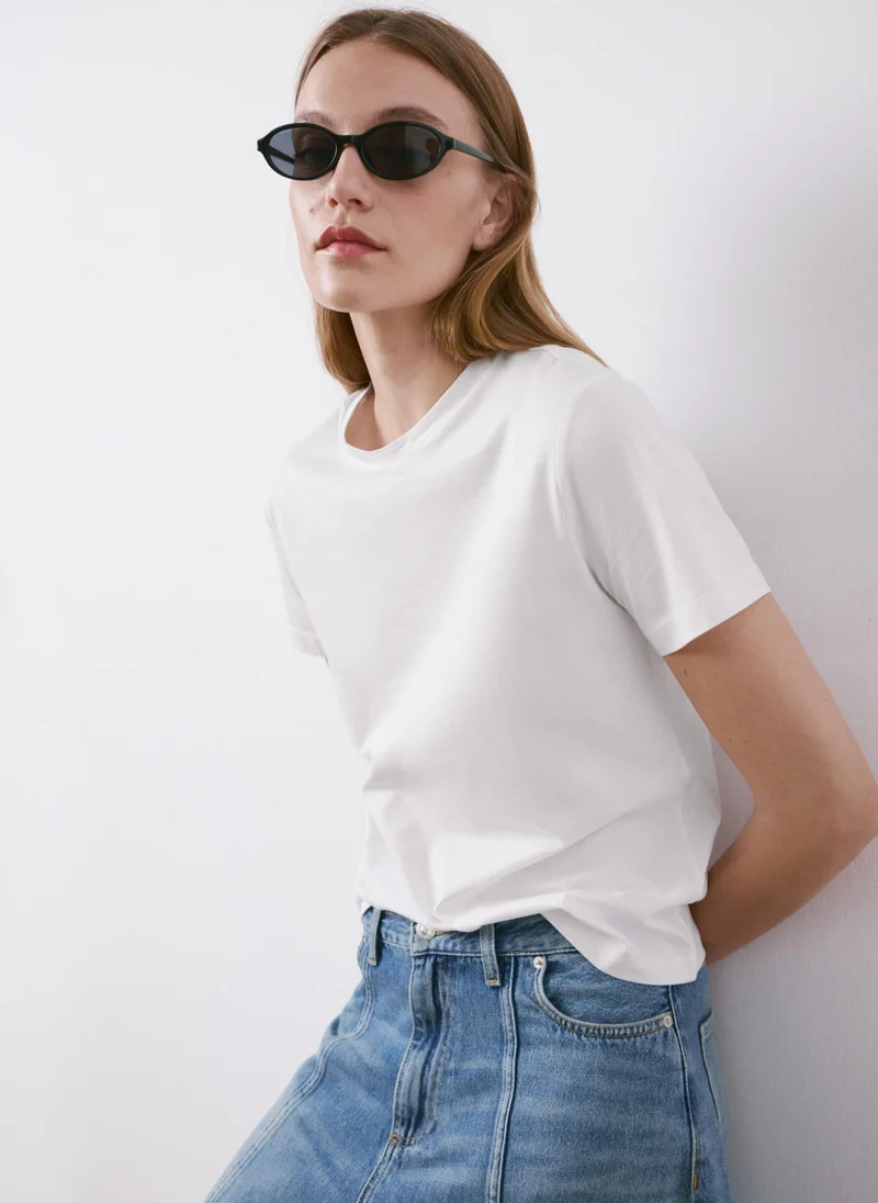 مانجو Rounded Neck Cotton T-Shirt
