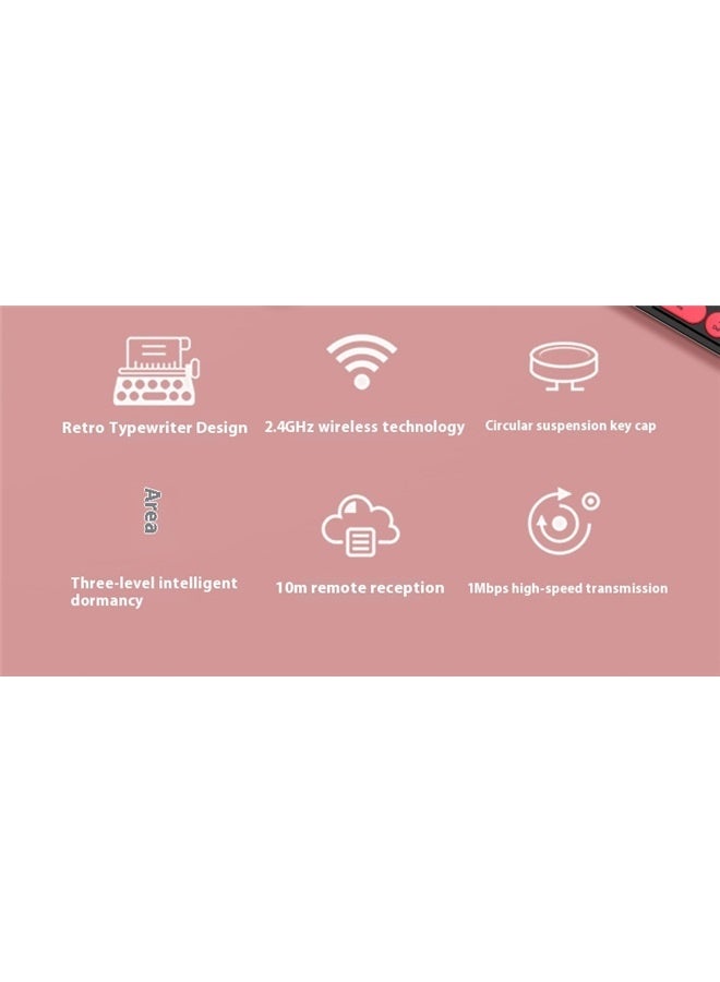 Keyboard and Mouse Wireless 104 keys Combo Set，Wireless Keyboard and Mouse Combo, Blue Retro Keyboard - Image 5