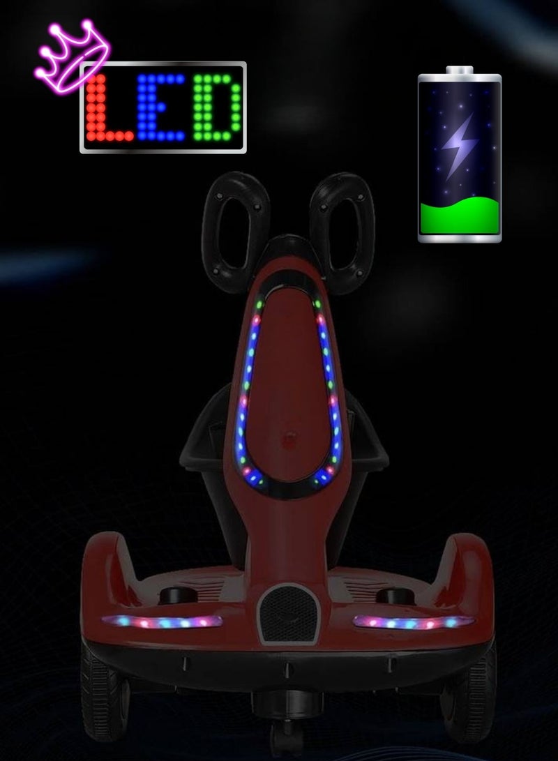 Zaprus Kids Electric 4-Wheel Scooter with 360° Rotation, LED Lights, Built-In Music, Dual Motors, Rechargeable 6V Battery – Stable Ride-On Car for Boys & Girls (Ages 2–8, Up to 50kg) - Image 3