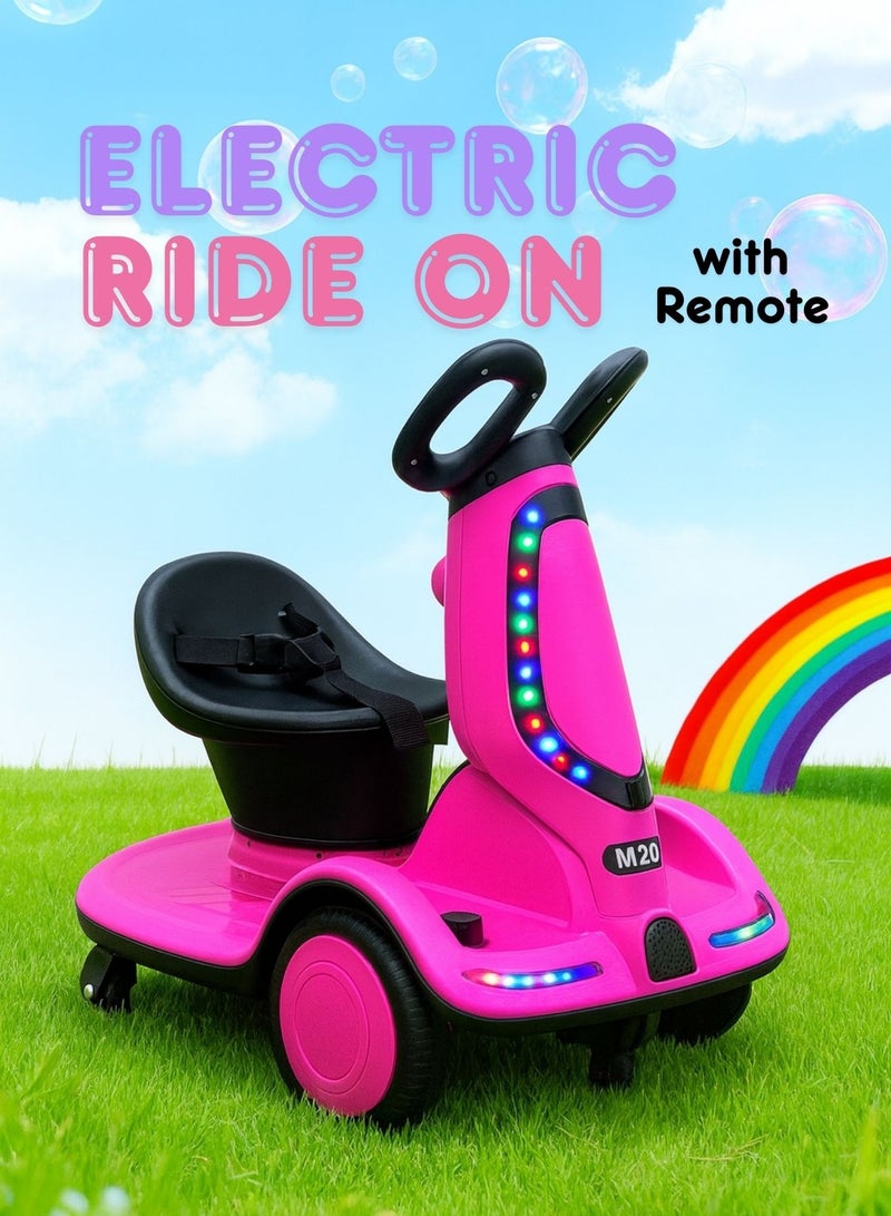 Zaprus Kids Electric 4-Wheel Scooter with 360° Rotation, LED Lights, Built-In Music, Dual Motors, Rechargeable 6V Battery – Stable Ride-On Car for Boys & Girls (Ages 2–8, Up to 50kg) - Image 2