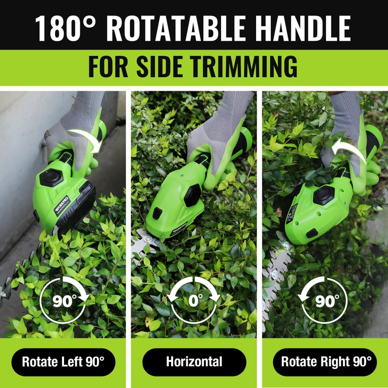 WORKPRO Cordless Grass Shear & Shrubbery Trimmer - 2 in 1 Handheld Hedge Trimmer 7.2V Electric Grass Cutter 2.0Ah Rechargeable Lithium-Ion Battery and USB Cable Included - Image 2