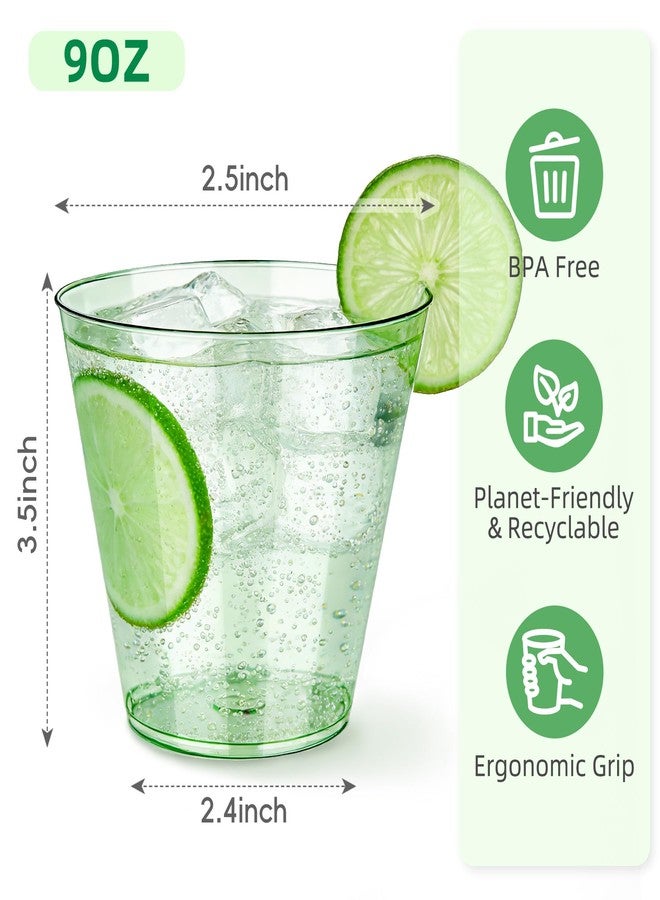 N9R 50PCS 9 oz Green Plastic Cups for Cold Beverages, Disposable Plastic Cups Tumblers, Heavy Duty Cocktail Cup for Parties, Weedings, Events and Gatherings - Image 4