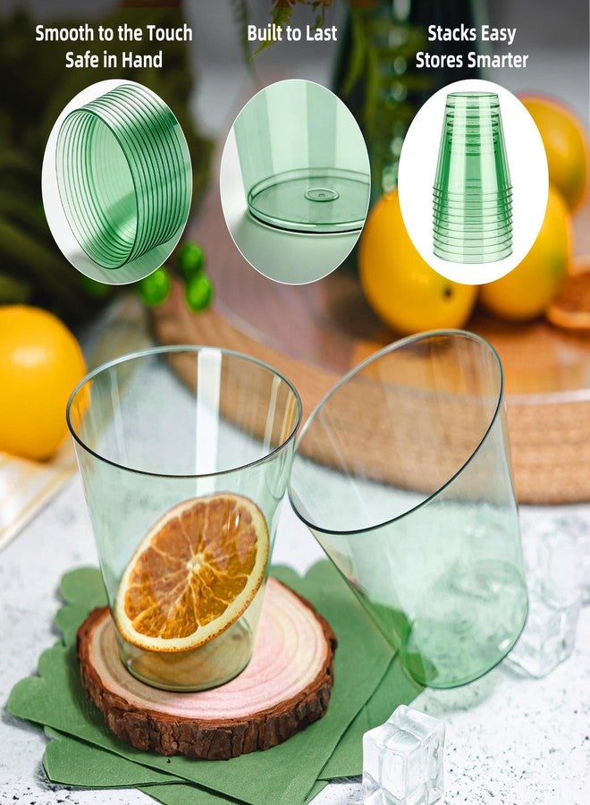 N9R 50PCS 9 oz Green Plastic Cups for Cold Beverages, Disposable Plastic Cups Tumblers, Heavy Duty Cocktail Cup for Parties, Weedings, Events and Gatherings - Image 2