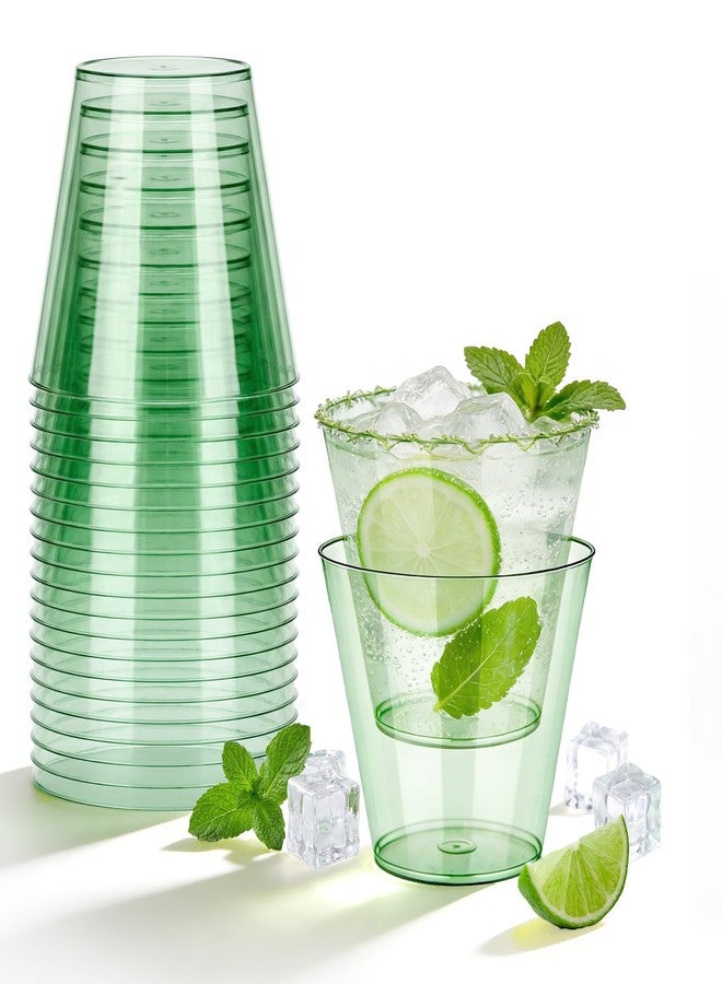 N9R 50PCS 9 oz Green Plastic Cups for Cold Beverages, Disposable Plastic Cups Tumblers, Heavy Duty Cocktail Cup for Parties, Weedings, Events and Gatherings - Image 1