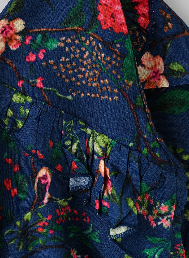 Jelliene Girls' Floral Ruffle Detail Long-Sleeve Top - Image 4