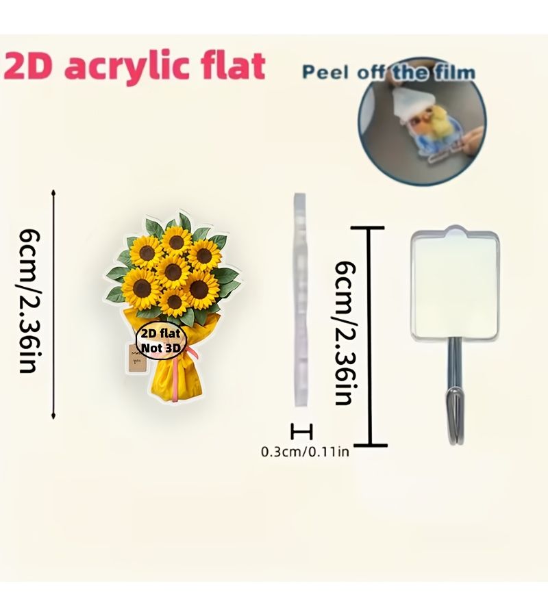 Sunflower Bouquet Decorative Wall Hook 2 Pack Self Adhesive For Kitchen Bathroom Towel - Image 3