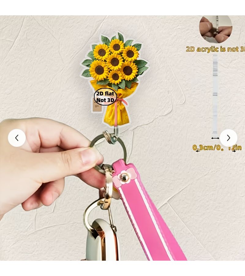 Sunflower Bouquet Decorative Wall Hook 2 Pack Self Adhesive For Kitchen Bathroom Towel - Image 4