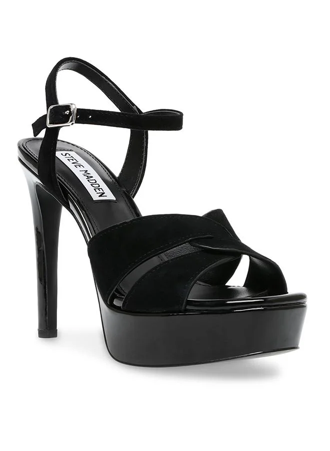 Steve Madden Lavisher Women Black Patent Platform Heels