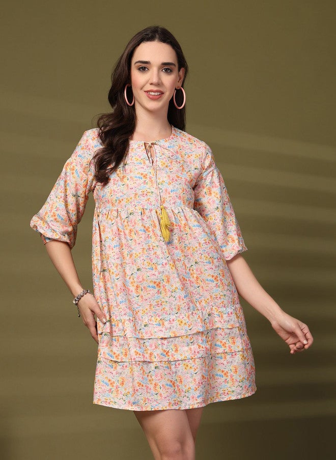 Rue Collection Floral Print A-Line Dress for Women - Image 2