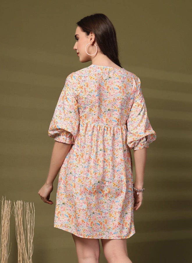 Rue Collection Floral Print A-Line Dress for Women - Image 5