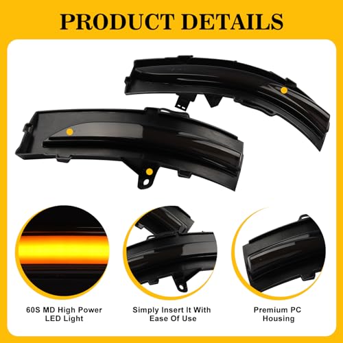 doiplent [2pcs] Side Mirror Sequential Turn Signal Lights for 2015 2016 2017 2018 Ford Edge Assemely-Smoked Lens FT4B13B382AA FT4B13B381AA - Image 2