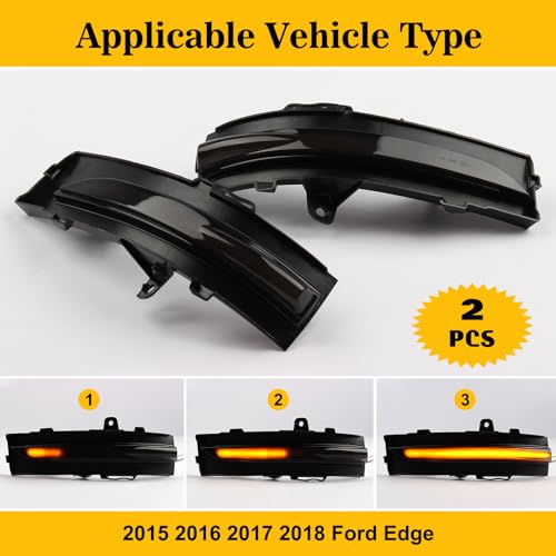 doiplent [2pcs] Side Mirror Sequential Turn Signal Lights for 2015 2016 2017 2018 Ford Edge Assemely-Smoked Lens FT4B13B382AA FT4B13B381AA - Image 3