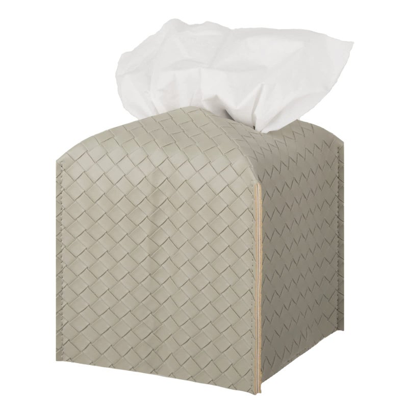 zoocatia Tissue Box Cover PU Leather Tissue Holder Square Facial Tissue Case Facial Paper Organizer Dispenser for Bathroom, Vanity Countertop, Tabletop, Car, Evergreen - Image 1