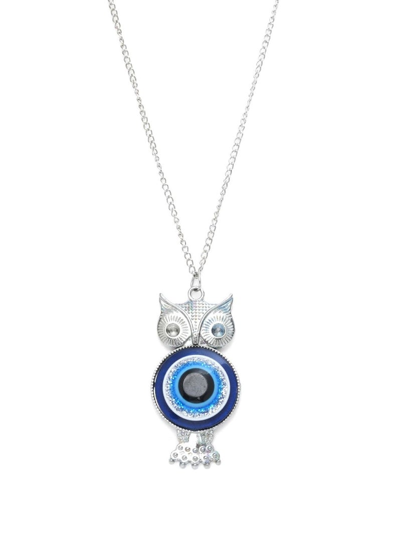 STYOLLO Oxidised Silver Metal Evil Eye Protector Necklace Pendant Set For Women & Girls Stylish | Women's Necklaces Silver Fashion Jewellery Sets | Fancy Girls' Chains & Necklace- Set of 1 - Image 2