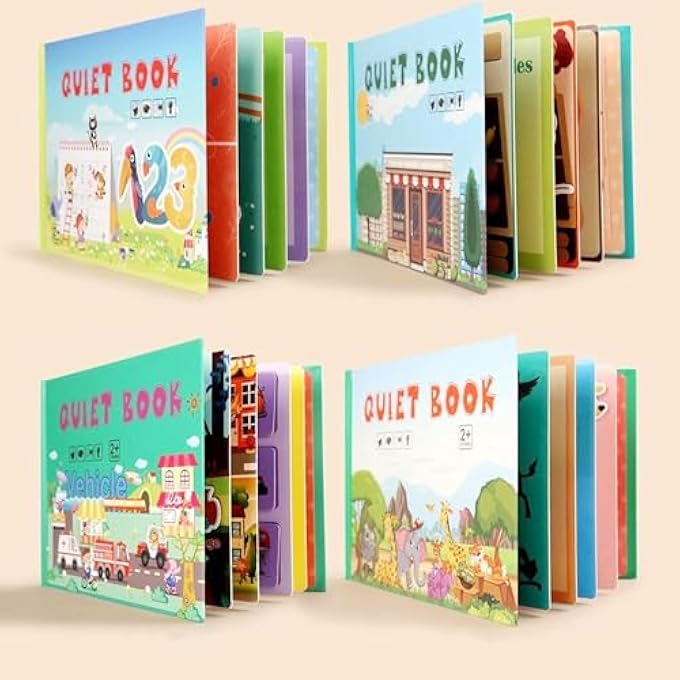 BUSY, QUIET, MONTESSORI INTERACTIVE BUSY FOR DEVELOP LEARNING SKILLS, FINE MOTOR SKILLS, LEARNING BINDER QUIET (4-PIECE SUIT SET) - Image 1