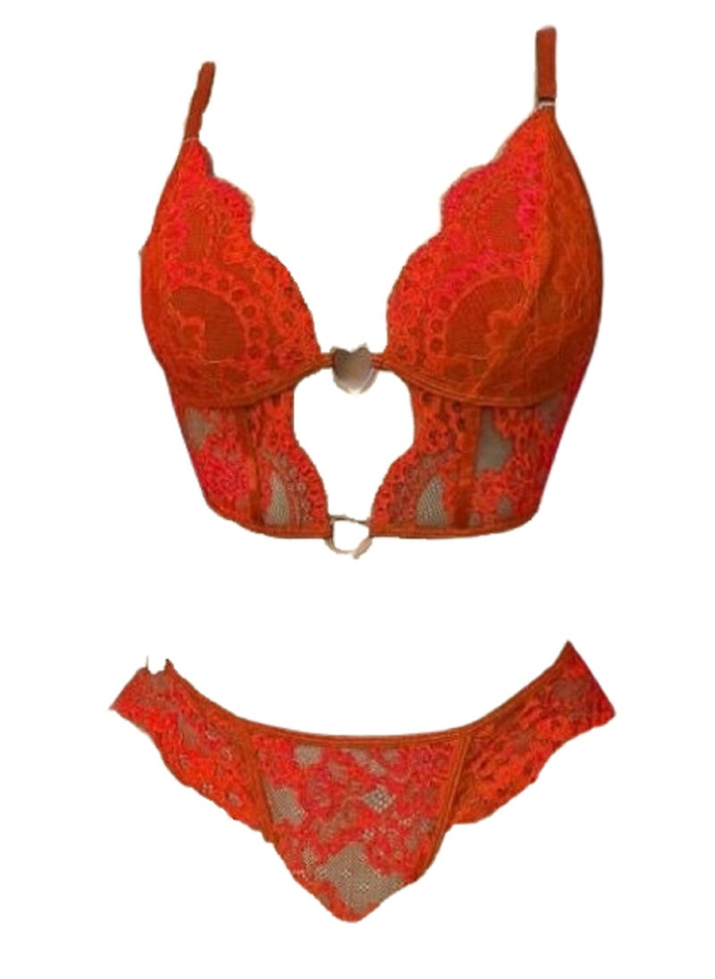 Ward Women's Lace Lingerie Set – Two-Piece Design with Metallic Rings for the Bus  - Image 2