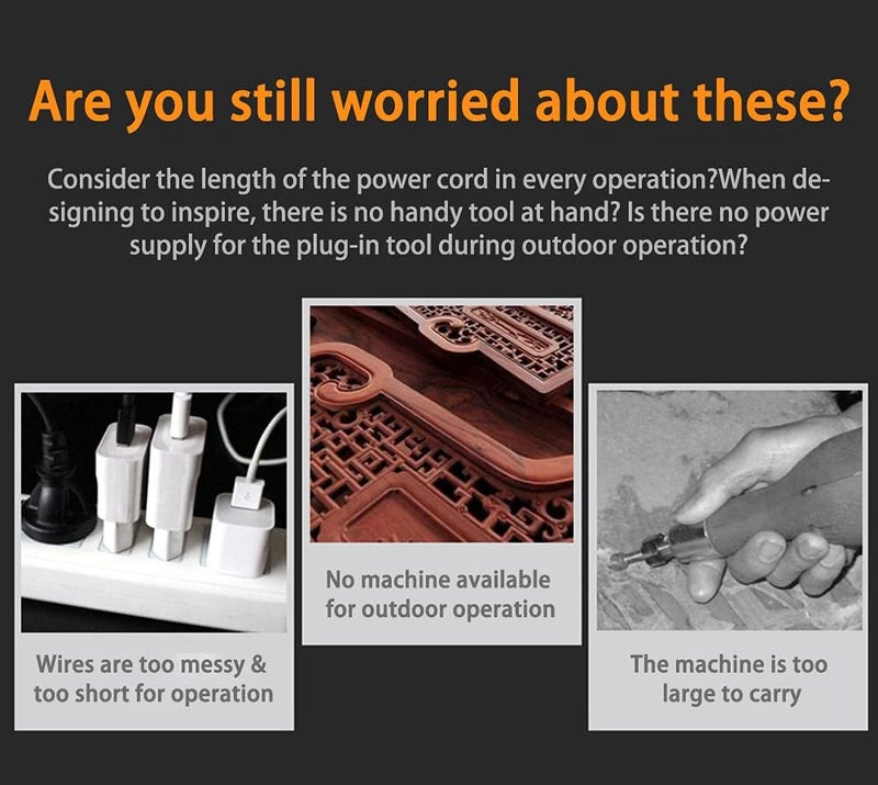 Cordless Rotary Tool, Mini Electric Grinder Multi-Tool Set 4.2V Lithium-Ion Wireless Engraving Machine With 3 Variable Speed Settings Diy Manual Engraving/Polishing/Punching/Cutting/Rust Removal - Image 3