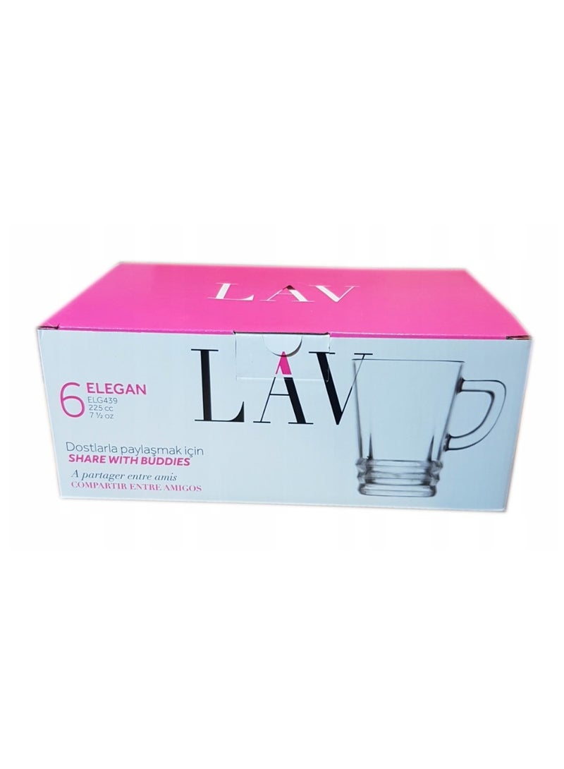 LAV 6 Pieces Elegan Mug Set 225 Ml - Clear - Image 3