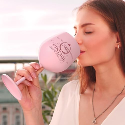 Lifecapido 21st Birthday Gifts for Her, Vintage 2005 Stainless Steel Wine Glass with Wine Bag and Card, 21 Bday Gifts, 21 Year Old Birthday Decorations for Women Daughter Sister Friends - Image 4