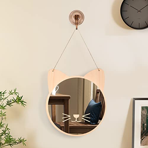 iCAGY Plastic Kids Mirror for Wall - Kids Safety, Hanging, Acrylic, Non-Glass and Unbreakable - Cat Decoration Mirror for Kid's Playroom 10" - Image 2