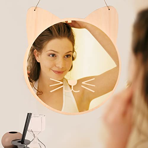 iCAGY Plastic Kids Mirror for Wall - Kids Safety, Hanging, Acrylic, Non-Glass and Unbreakable - Cat Decoration Mirror for Kid's Playroom 10" - Image 4