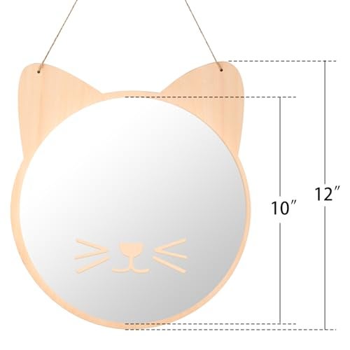 iCAGY Plastic Kids Mirror for Wall - Kids Safety, Hanging, Acrylic, Non-Glass and Unbreakable - Cat Decoration Mirror for Kid's Playroom 10" - Image 5
