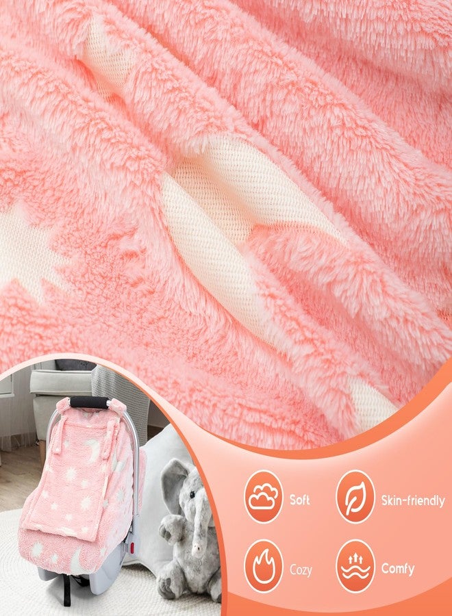 Kaseeous Winter Baby Car Seat Cover, Infant Car Seat Cover Glow in The Dark, Cozy & Warm Carseat Canopy for Boys and Girls, Baby Carrier Cover with Zipper Peep Windows for Baby Registry Essentials - Image 2