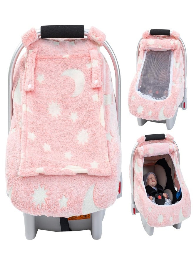 Kaseeous Winter Baby Car Seat Cover, Infant Car Seat Cover Glow in The Dark, Cozy & Warm Carseat Canopy for Boys and Girls, Baby Carrier Cover with Zipper Peep Windows for Baby Registry Essentials - Image 1
