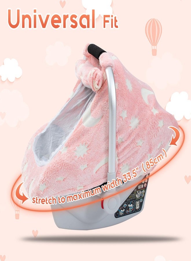 Kaseeous Winter Baby Car Seat Cover, Infant Car Seat Cover Glow in The Dark, Cozy & Warm Carseat Canopy for Boys and Girls, Baby Carrier Cover with Zipper Peep Windows for Baby Registry Essentials - Image 5