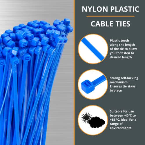 GTSE 12 Inch Blue Zip Ties, 100 Pack, 40lb Strength, UV Resistant Long Nylon Cable Ties, Self-Locking 12" Tie Wraps - Image 5