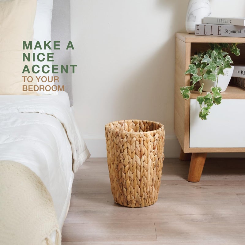 84ECO 2-Pack Wicker Trash Cans - Rattan Trash Can - Wicker Waste Basket for Bathroom, Bedroom - Woven Waste Basket (Natural, 2 Gallon) - Image 3