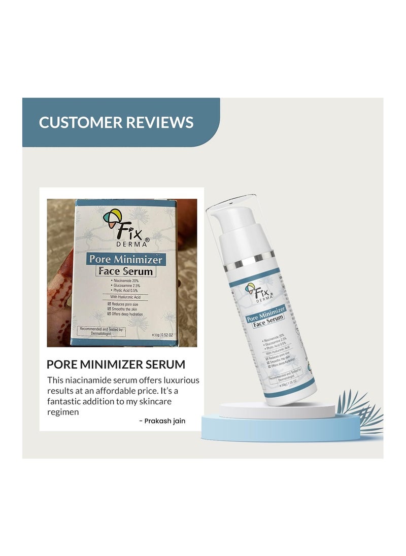 FIXDERMA Fixderma 20% Niacinamide Serum for Face for Pore Minimizer with 2.5% Glucosamine & Hyaluronic Acid Serum | Open Pores Serum | Hydrating Serum | Face Serum for Men & Women - 30g  - Image 3