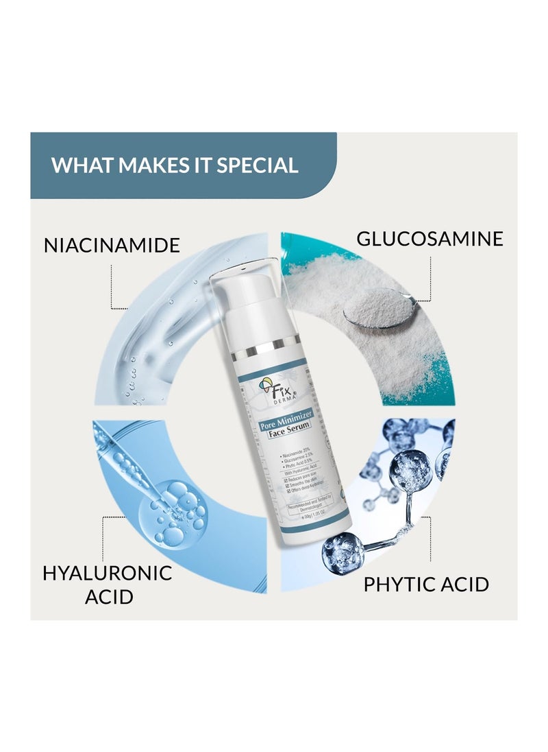 FIXDERMA Fixderma 20% Niacinamide Serum for Face for Pore Minimizer with 2.5% Glucosamine & Hyaluronic Acid Serum | Open Pores Serum | Hydrating Serum | Face Serum for Men & Women - 30g  - Image 5