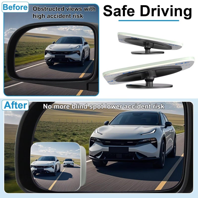 BFXM Blind Spot Mirrors 2 Pack, Frameless Side Mirror Blindspot Convex HD Glass Car Accessories, Side View Mirror Blindspot with Wide Angle Adjustable Stick for Car SUV and Trucks - Image 5