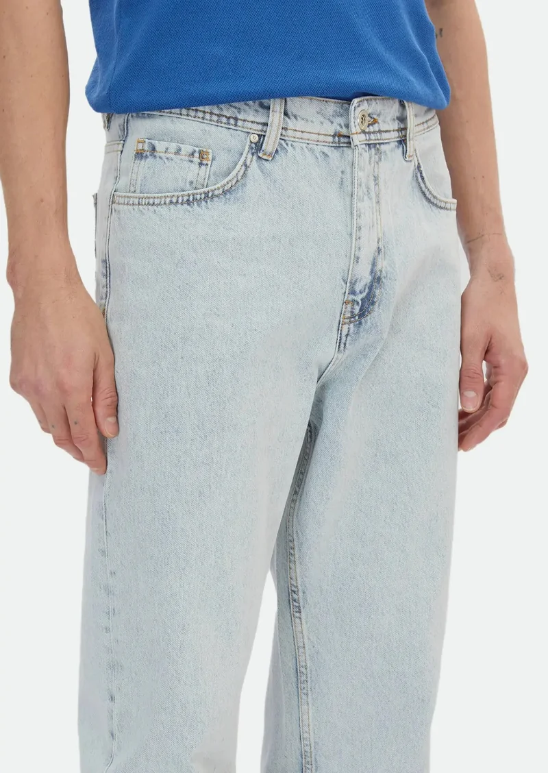 RAMSEY Blue Loose Fit Denim 100% Cotton Trousers