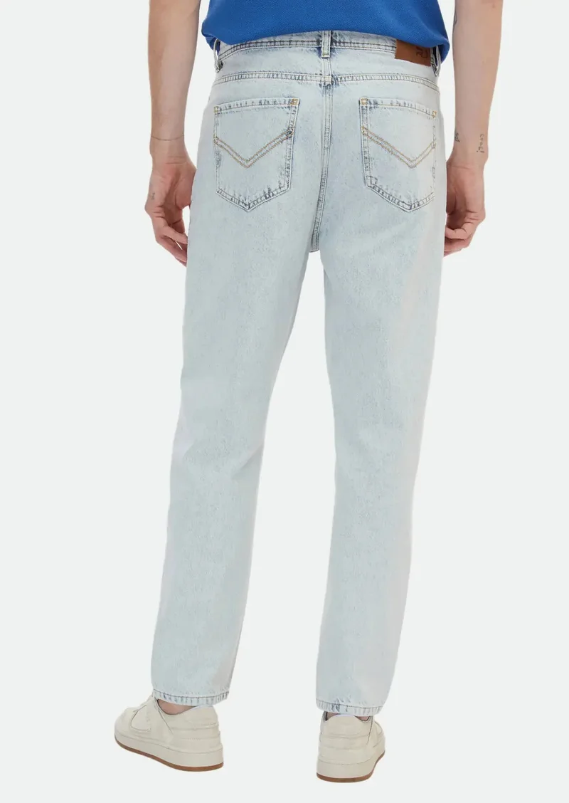 RAMSEY Blue Loose Fit Denim 100% Cotton Trousers