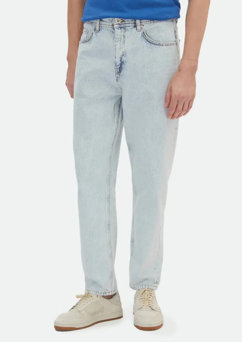 RAMSEY Blue Loose Fit Denim 100% Cotton Trousers