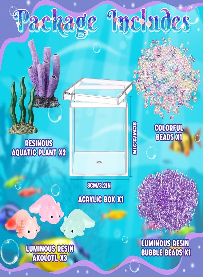 Vertintong Axolotl DIY Tank Axolotl Craft with 3 Pcs Mini Axolotl Figures Axolotl Beads Axolotl Gift Set Axolotl Charms 3.2″ Acrylic Tank(Macaron Color,Stylish) - Image 3