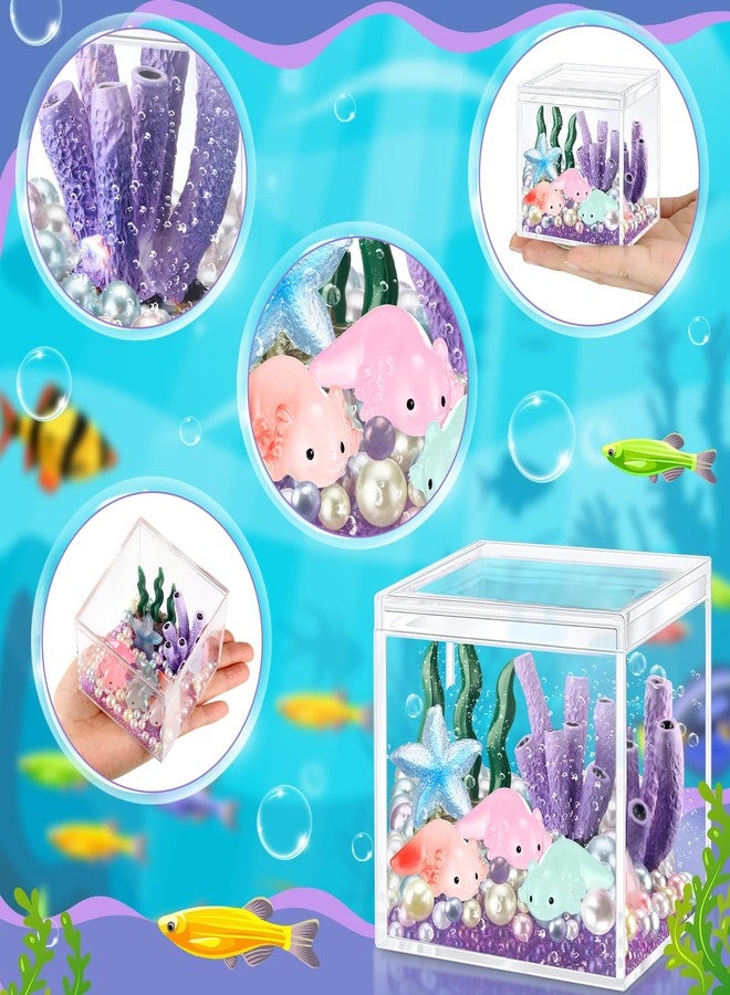 Vertintong Axolotl DIY Tank Axolotl Craft with 3 Pcs Mini Axolotl Figures Axolotl Beads Axolotl Gift Set Axolotl Charms 3.2″ Acrylic Tank(Macaron Color,Stylish) - Image 4