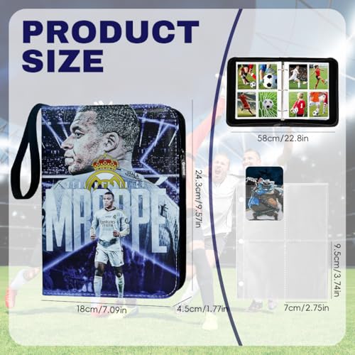 PATPAT® 400 Pockets Soccer Cards Binder Fly Emirates Cover Star Cards Storage Bag Waterproof PU Cover Zipper Card Organzier Holder Multi Purpose Card Organizer for Game Trade,Collectible - Image 2