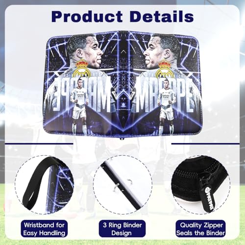 PATPAT® 400 Pockets Soccer Cards Binder Fly Emirates Cover Star Cards Storage Bag Waterproof PU Cover Zipper Card Organzier Holder Multi Purpose Card Organizer for Game Trade,Collectible - Image 3
