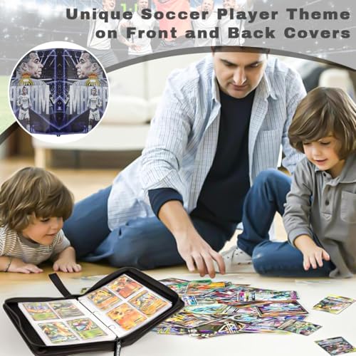 PATPAT® 400 Pockets Soccer Cards Binder Fly Emirates Cover Star Cards Storage Bag Waterproof PU Cover Zipper Card Organzier Holder Multi Purpose Card Organizer for Game Trade,Collectible - Image 5