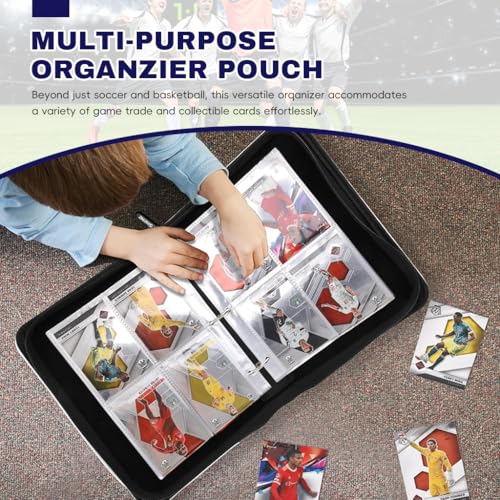 PATPAT® 400 Pockets Soccer Cards Binder Fly Emirates Cover Star Cards Storage Bag Waterproof PU Cover Zipper Card Organzier Holder Multi Purpose Card Organizer for Game Trade,Collectible - Image 4